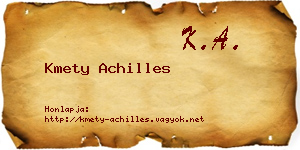 Kmety Achilles névjegykártya